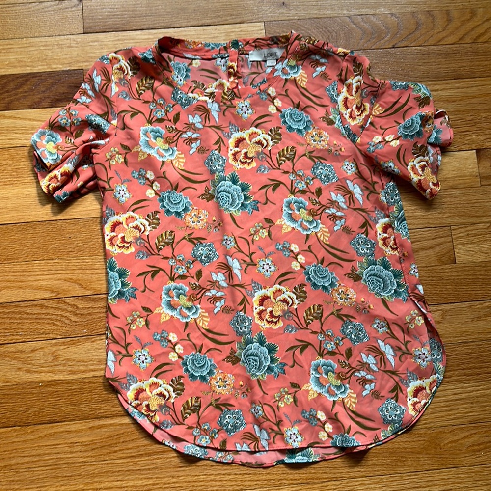 Loft Peach Floral Blouse